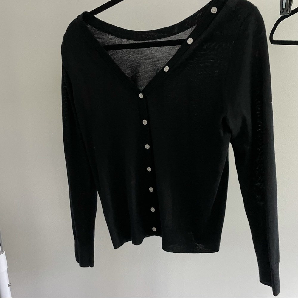 J Crew Buttoned Back Black Sweater